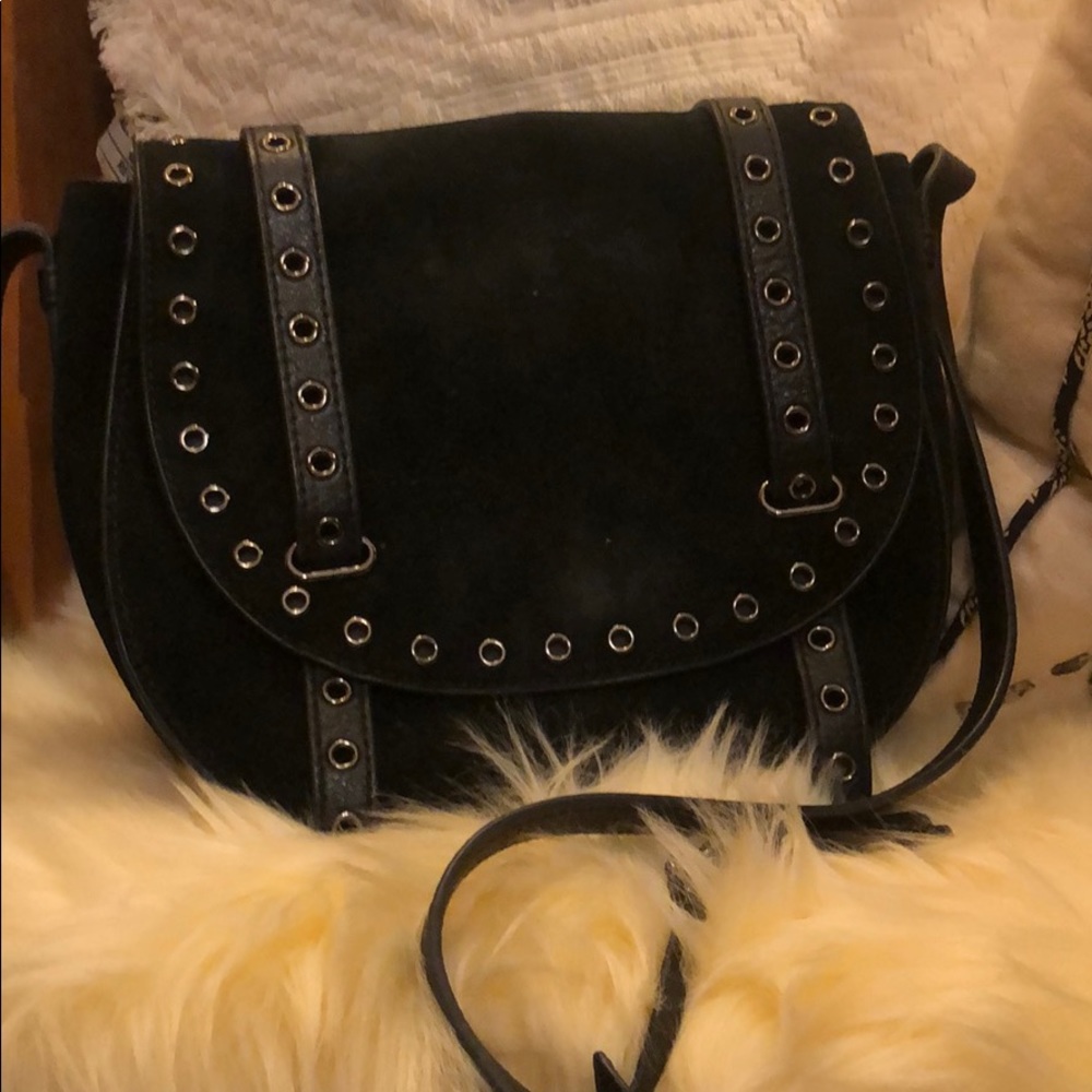 Vince Camuto suede and leather black purse